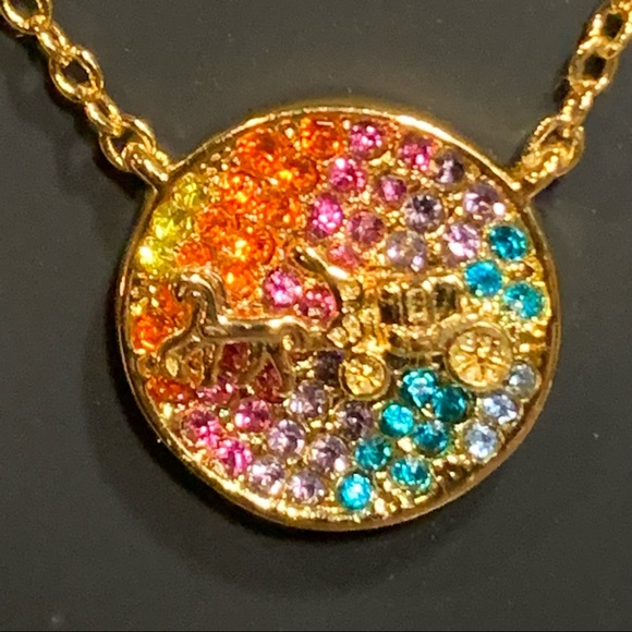 COACH Horse Carriage Crystal Necklace and Stud Earrings Set, 16" + 2" Extension - Picture 5 of 10